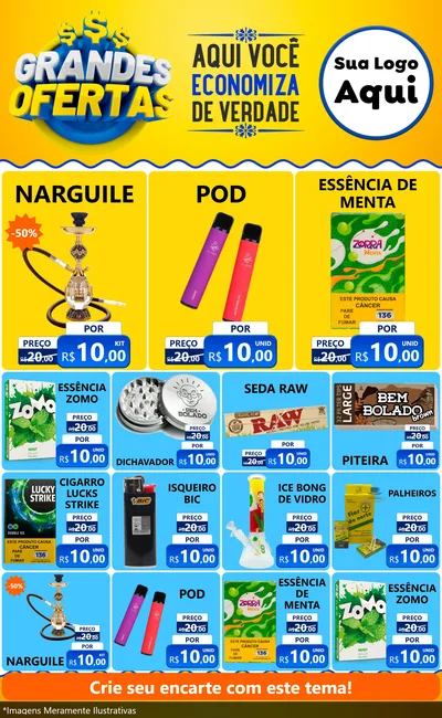 Modelo de Encarte para Encarte Grande com o tema Grandes Ofertas para Tabacaria
