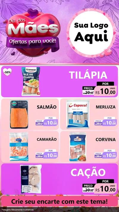 Modelo de TV para TV Vertical com o tema Dia das Mães Ofertas para Você! para Peixaria