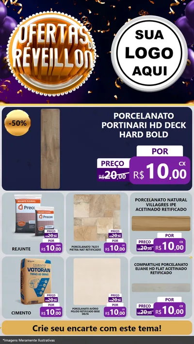 Modelo de Rede Social para Stories com o tema Ofertas de Réveillon para Pisos e revestimentos
