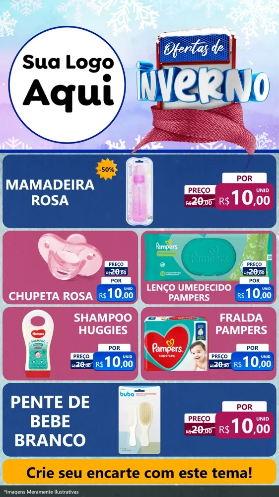 Modelo de TV para TV Vertical com o tema Ofertas de Inverno para Bebês