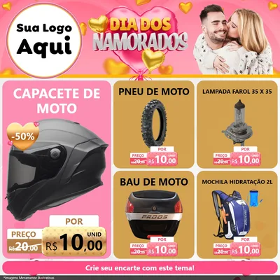 Modelo de Rede Social para Feed Facebook com o tema Dia dos Namorados para Moto peças