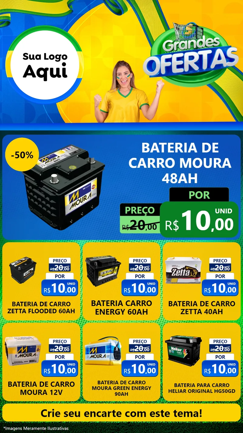 Modelo de Rede Social para Stories com o tema Grandes Ofertas para Baterias Elétricas
