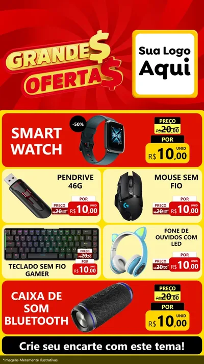 Modelo de TV para TV Vertical com o tema Grandes Ofertas para Informática