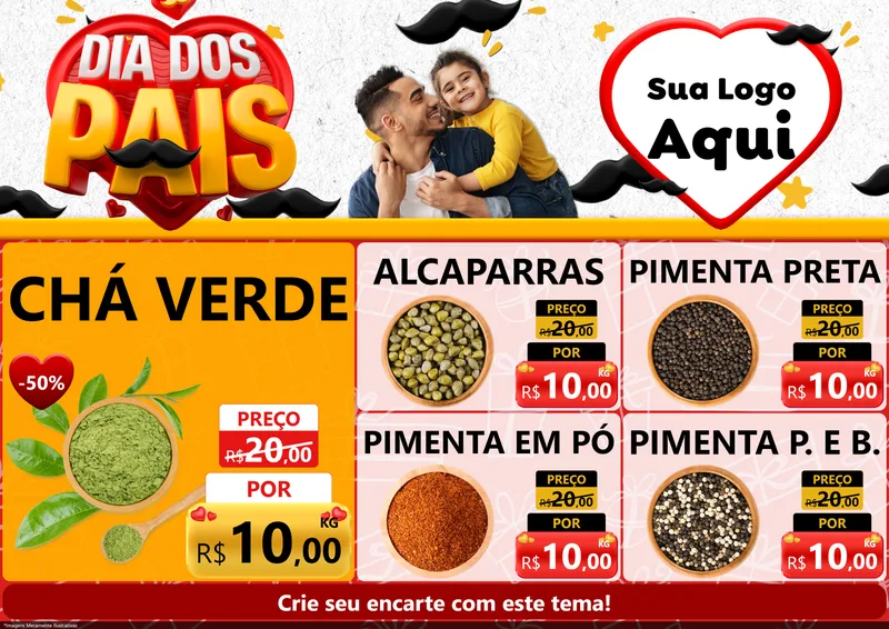 Modelo de Encarte para Encarte A4 Horizontal com o tema Dia dos Pais para Produtos Naturais
