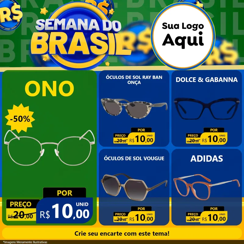 Modelo de Rede Social para Feed Facebook com o tema Semana Do Brasil para Óticas
