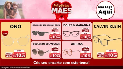 Modelo de TV para TV Horizontal com o tema Feliz Dia Das Mães para Óticas
