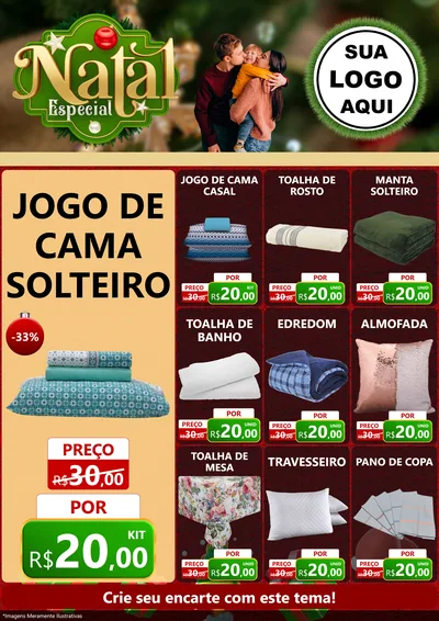 Modelo de Encarte para Encarte A4 Vertical com o tema Natal Especial para Cama, Mesa e Banho