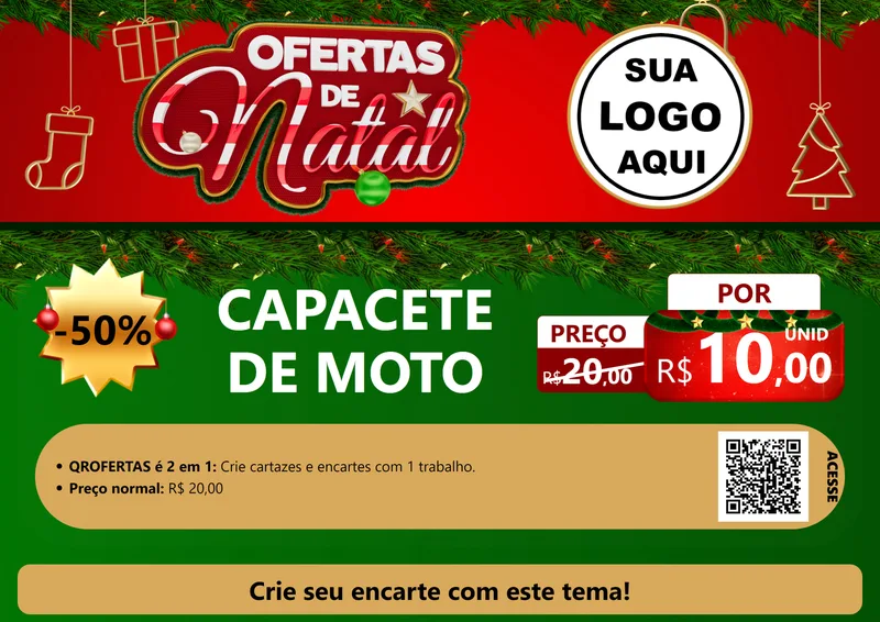 Modelo de Cartaz para Cartaz A4 Horizontal com o tema Ofertas de Natal para Moto peças
