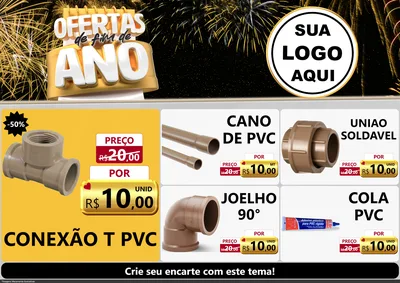 Modelo de Encarte para Encarte A4 Horizontal com o tema Ofertas de Fim de Ano para Tubos e conexões