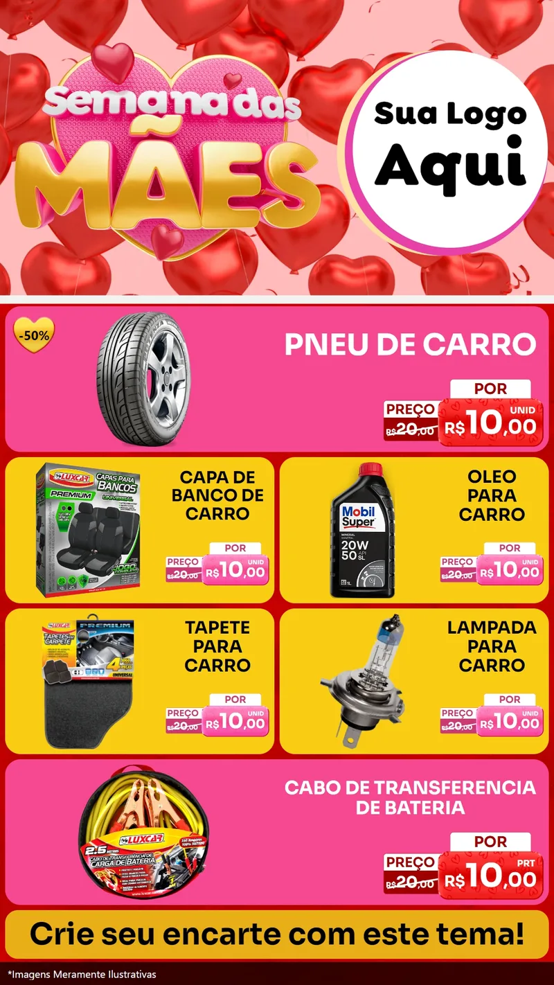 Modelo de TV para TV Vertical com o tema Semana Das Mães para Auto peças