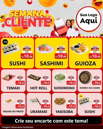 Modelo de Rede Social para Feed Instagram com o tema Semana do Cliente para Comida japonesa