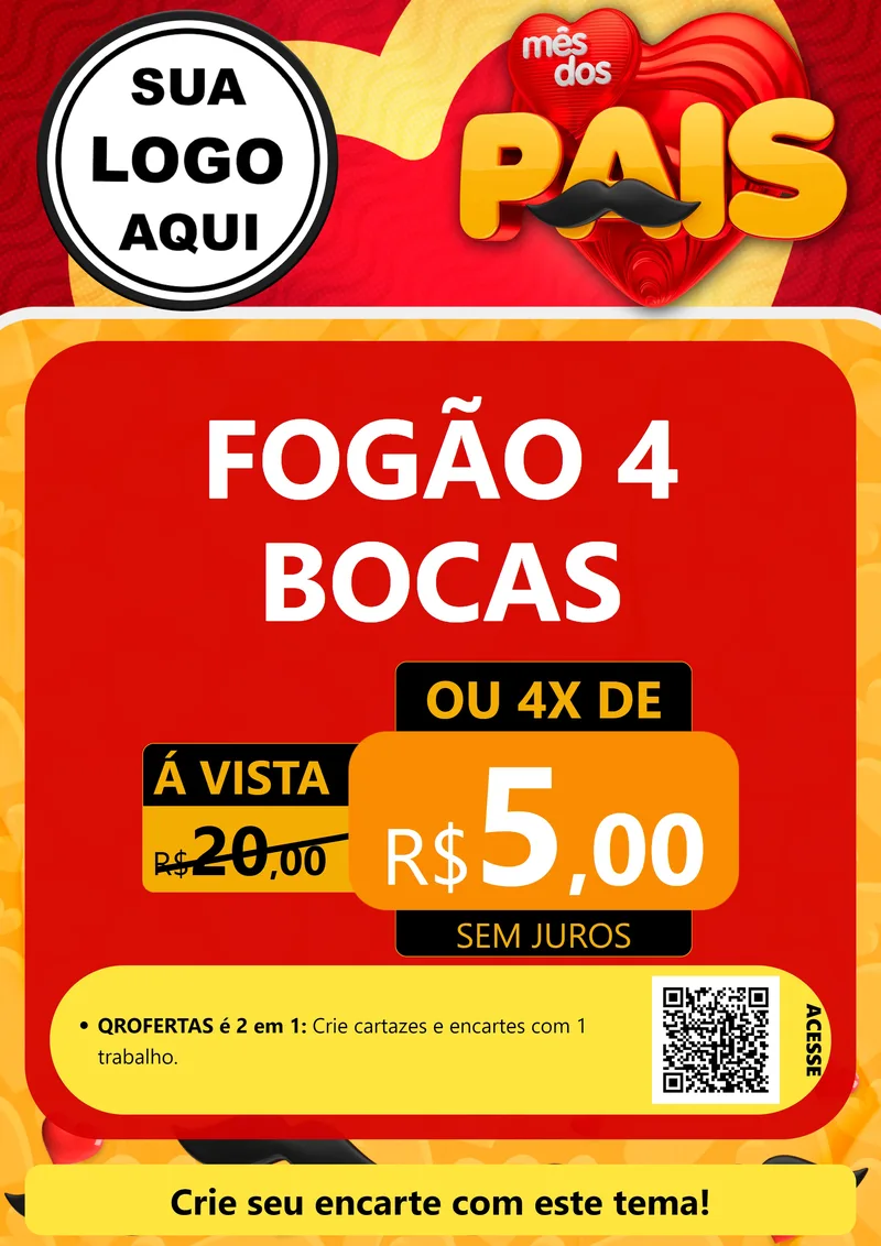 Modelo de Cartaz para Cartaz A4 Vertical com o tema Mês Dos Pais para Móveis e Eletro
