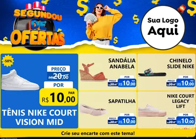 Modelo de Encarte para Encarte A4 Horizontal com o tema Segundou de Ofertas para Calçados