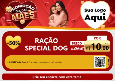 Modelo de Cartaz para Cartaz A4 Horizontal com o tema Promoção Dia das Mães para Pet Shop