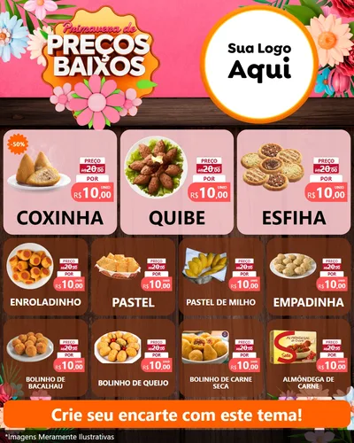 Modelo de Rede Social para Feed Instagram com o tema Primavera de Preços Baixos para Salgadaria