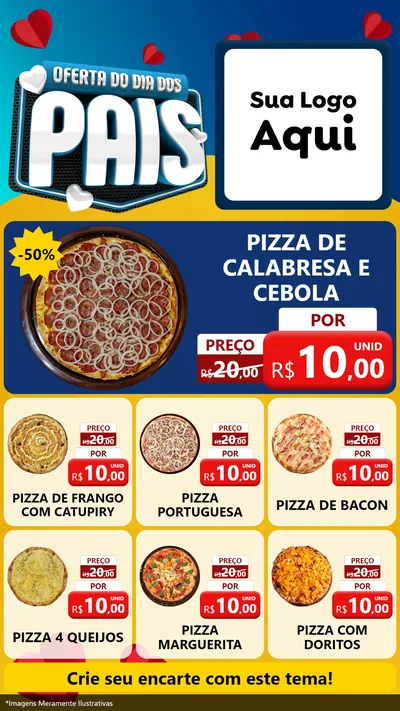 Modelo de Rede Social para Stories com o tema Oferta Do Dia Dos Pais para Pizzaria