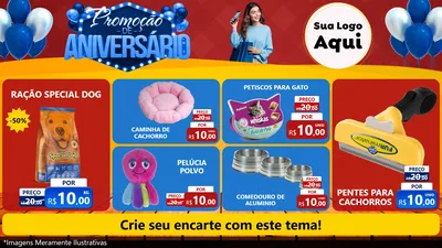 Modelo de TV para TV Horizontal com o tema Promoção de Aniversário para Pet Shop