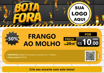 Modelo de Cartaz para Cartaz A4 Horizontal com o tema Bota Fora para Restaurante