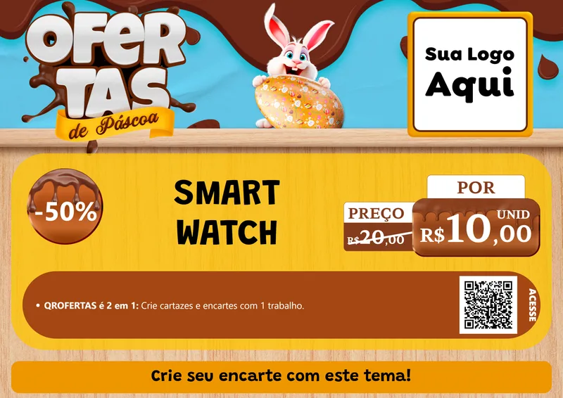 Modelo de Cartaz para Cartaz A4 Horizontal com o tema Ofertas de Páscoa para Informática