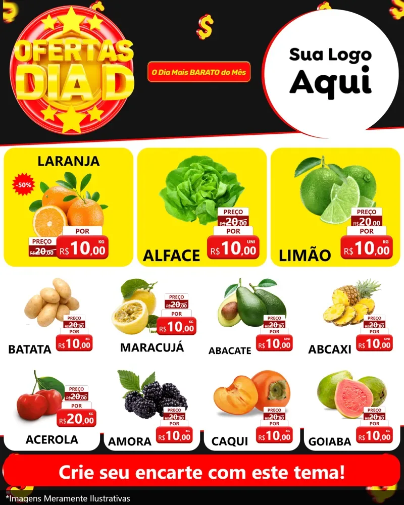 Modelo de Rede Social para Feed Instagram com o tema Dia D para Hortifrúti