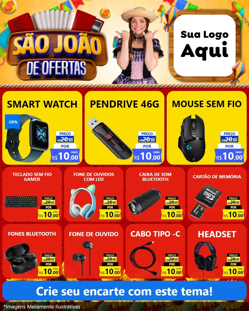 Modelo de Rede Social para Feed Instagram com o tema São João de Ofertas para Informática