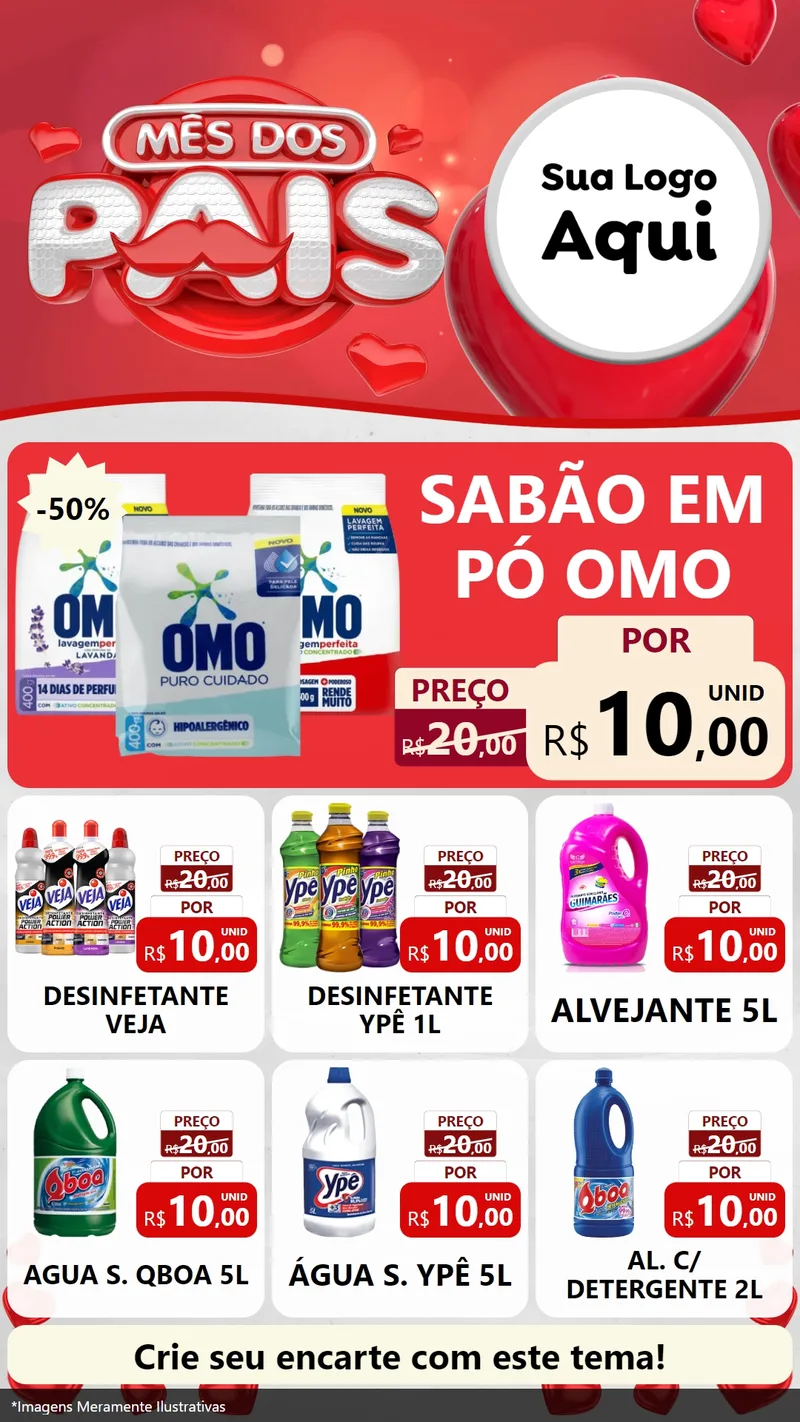 Modelo de Rede Social para Stories com o tema Mês dos Pais para Produtos de Limpeza