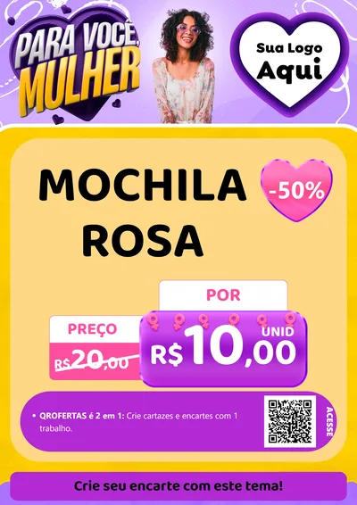 Modelo de Cartaz para Cartaz A4 Vertical com o tema Para Você, Mulher para Papelaria