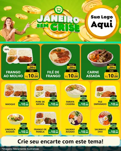 Modelo de Rede Social para Feed Instagram com o tema Janeiro Sem Crise para Restaurante