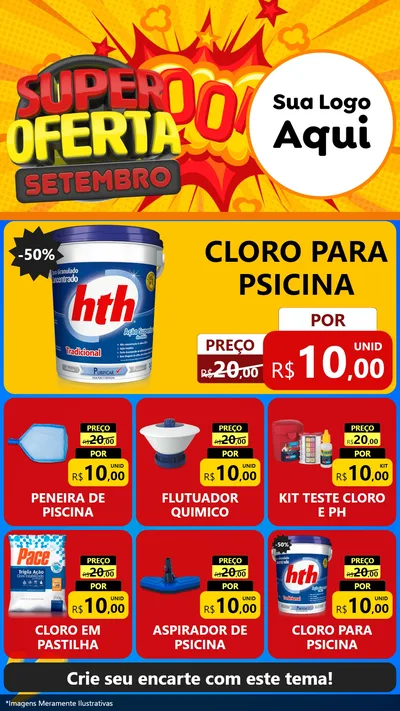 Modelo de Rede Social para Stories com o tema Super Oferta Setembro para Produtos para Piscina