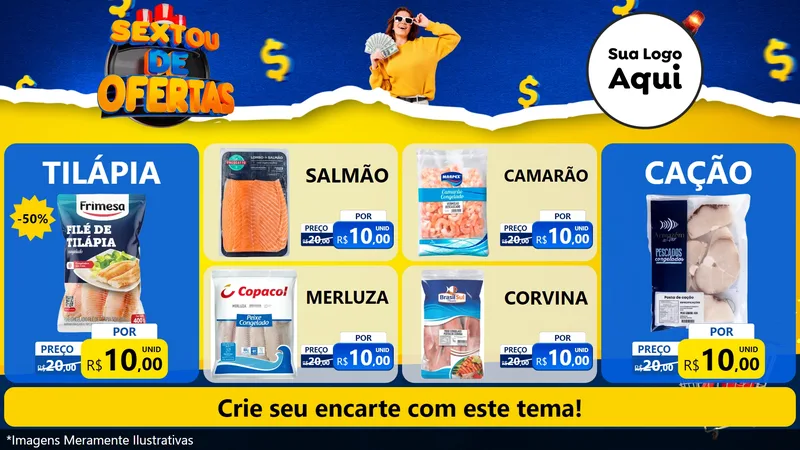 Modelo de TV para TV Horizontal com o tema Sextou de Ofertas para Peixaria