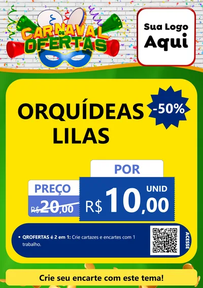 Modelo de Cartaz para Cartaz A4 Vertical com o tema Carnaval de Ofertas para Floricultura e jardim