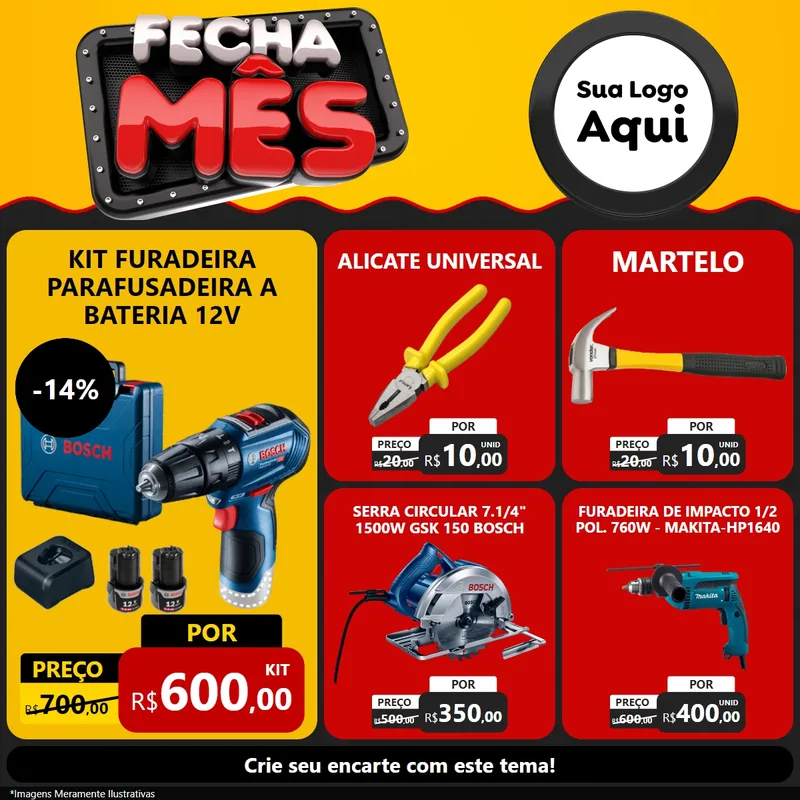 Modelo de Rede Social para Feed Facebook com o tema Fecha Mês para Maquinas e Ferramentas