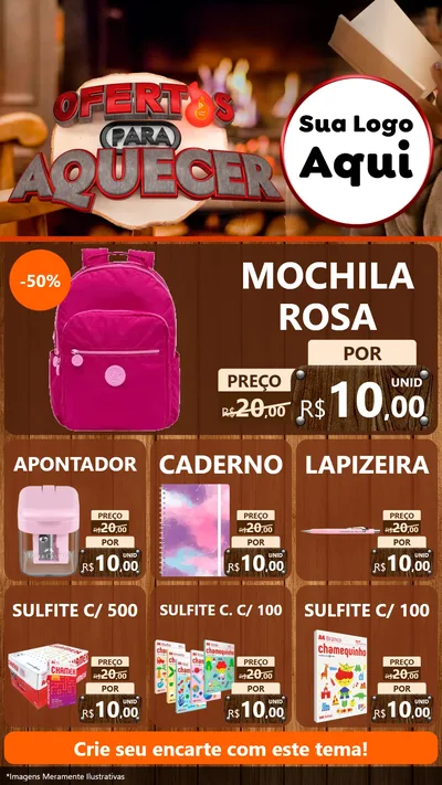 Modelo de Rede Social para Stories com o tema Ofertas Para Aquecer para Papelaria