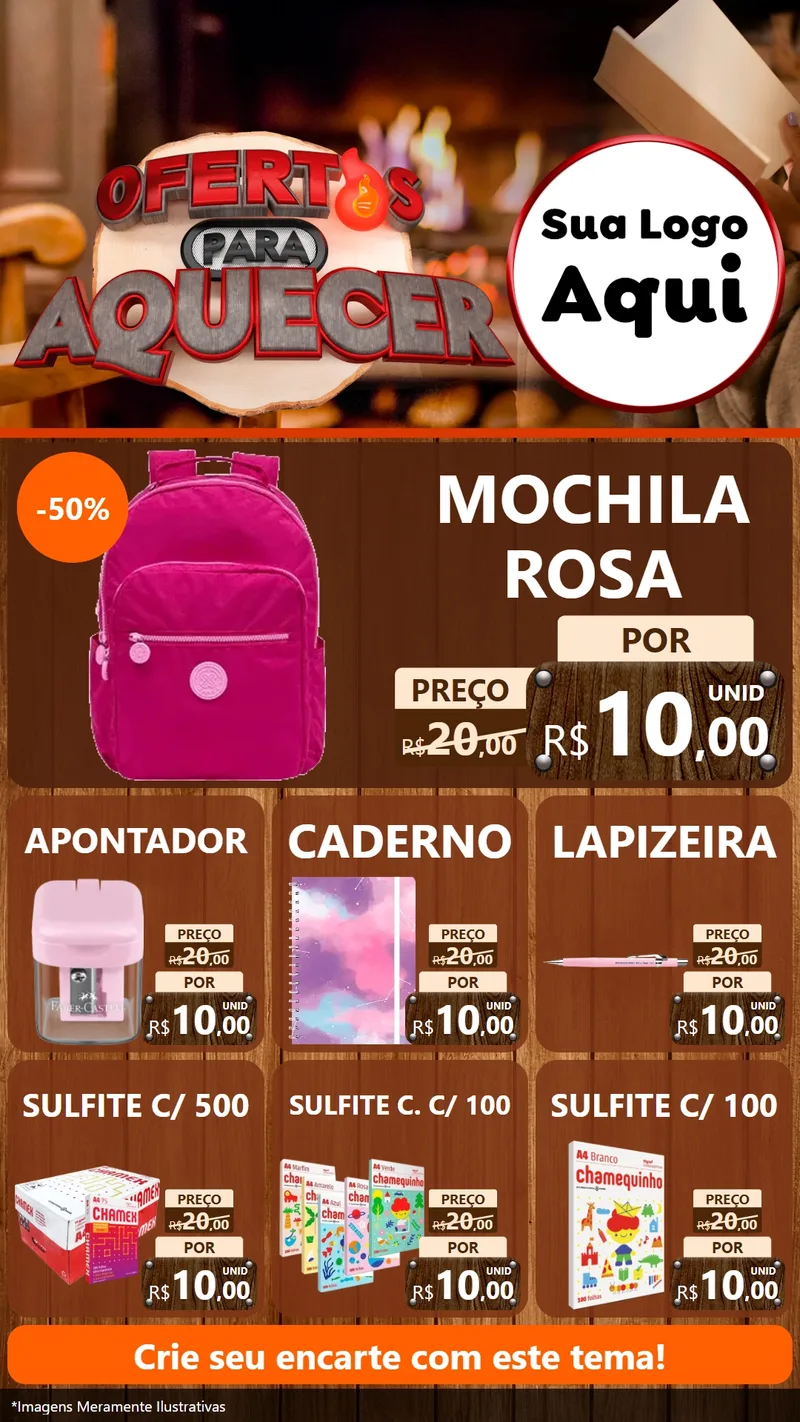Modelo de Rede Social para Stories com o tema Ofertas Para Aquecer para Papelaria