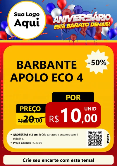 Modelo de Cartaz para Cartaz A4 Vertical com o tema Aniversário para Armarinho e Aviamentos