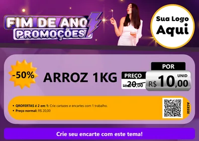 Modelo de Cartaz para Cartaz A4 Horizontal com o tema Fim de Ano Promoções para Supermercado
