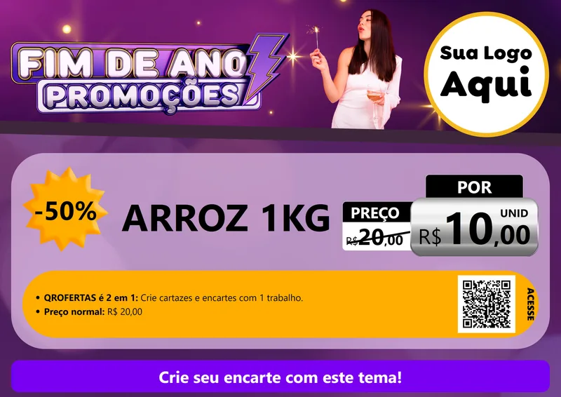 Modelo de Cartaz para Cartaz A4 Horizontal com o tema Fim de Ano Promoções para Supermercado