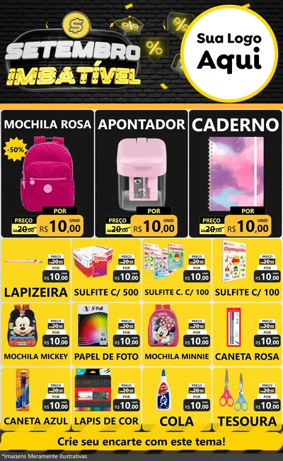 Modelo de Encarte para Encarte Grande com o tema Setembro Imbatível para Papelaria