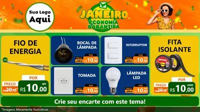 Modelo de TV para TV Horizontal com o tema Janeiro - Economia Garantida para Materiais Elétricos