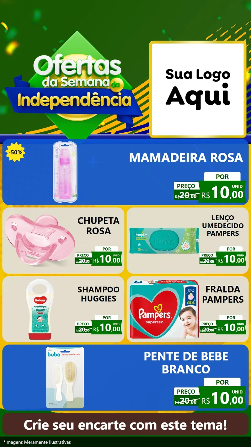 Modelo de TV para TV Vertical com o tema Ofertas da Semana da Independência para Bebês