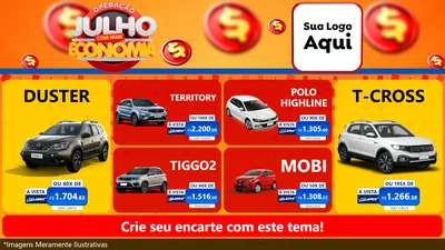Modelo de TV para TV Horizontal com o tema Operação Julho Com Mais Economia para Concessionaria de Carros