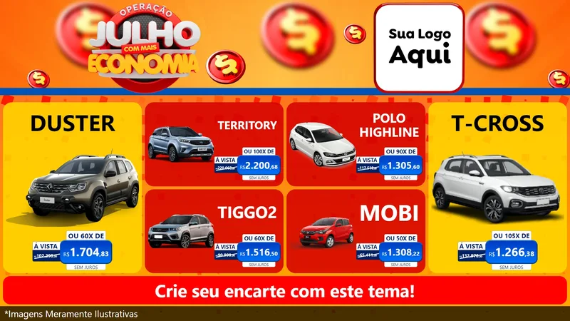 Modelo de TV para TV Horizontal com o tema Operação Julho Com Mais Economia para Concessionaria de Carros