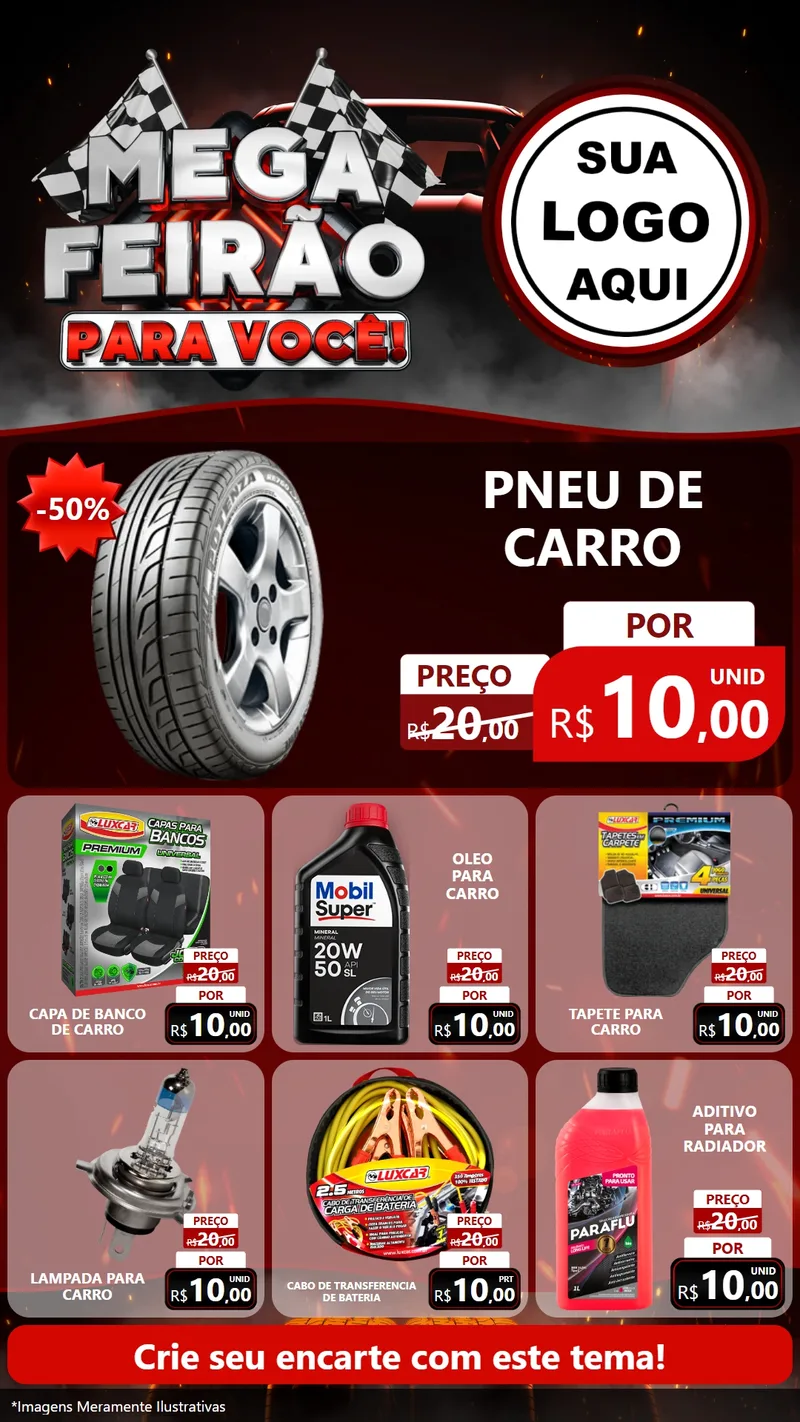 Modelo de Rede Social para Stories com o tema Mega Feirão Para Você! - Autopeças para Auto peças