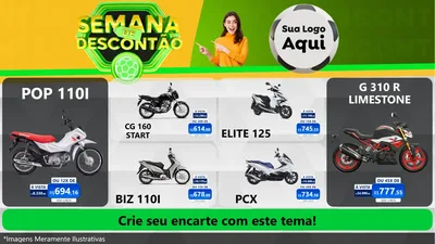 Modelo de TV para TV Horizontal com o tema Semana de Descontão - Copa para Concessionaria de Motos