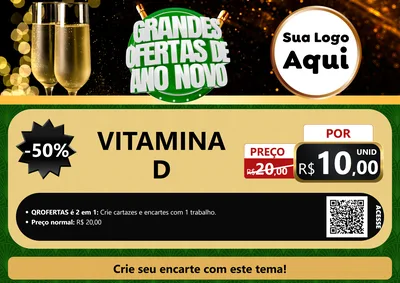 Modelo de Cartaz para Cartaz A4 Horizontal com o tema Grandes Ofertas de Ano Novo para Farmácia