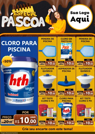 Modelo de Encarte para Encarte A4 Vertical com o tema Especial Páscoa para Produtos para Piscina