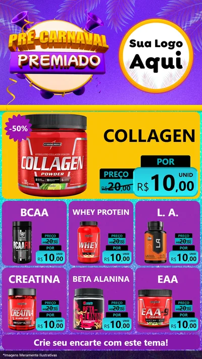 Modelo de Rede Social para Stories com o tema Pré-Carnaval Premiado para Suplementos alimentares