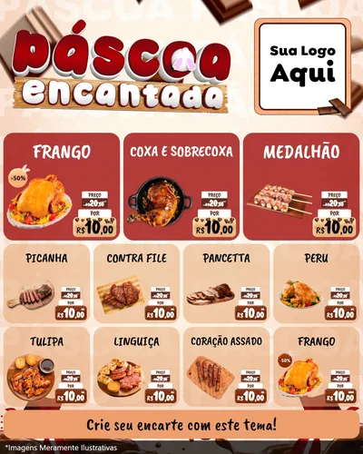 Modelo de Rede Social para Feed Instagram com o tema Páscoa Encantada para Assados