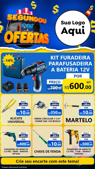 Modelo de Rede Social para Stories com o tema Segundou de Ofertas para Maquinas e Ferramentas