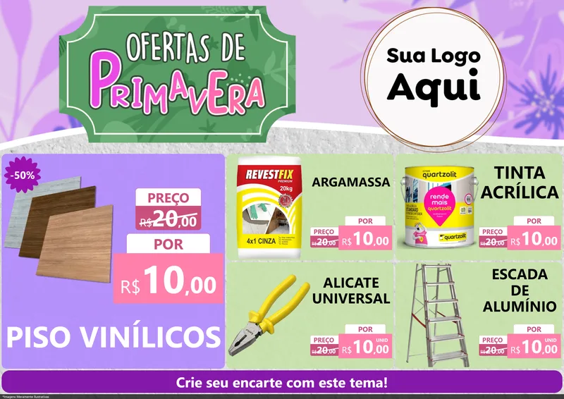 Modelo de Encarte para Encarte A4 Horizontal com o tema Ofertas de Primavera para Material para Construção